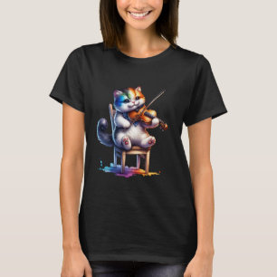 Rolig katt som spelar fiol. Fiol design för katter T Shirt