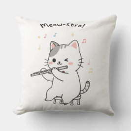 Rolig katt som spelar flöjt kudde