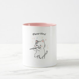 Rolig Katt som Spelar Flöjt Mugg