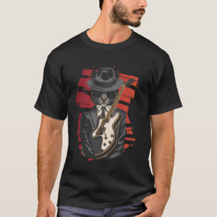 Rolig katt som spelar gitarr Bluesmusik älskare Gi T Shirt