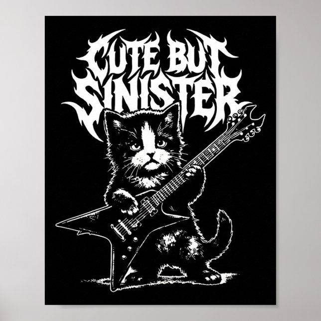 Rolig katt som spelar gitarr gitarrist rock och ro poster (Framsidan)