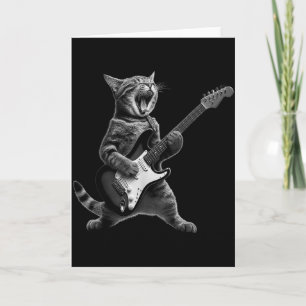 Rolig Katt som Spelar Gitarr Rock And Roll Män Kvi Kort
