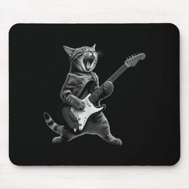 Rolig katt som spelar gitarr Rock And Roll män kvi Musmatta (Framsidan)