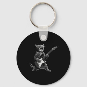 Rolig katt som spelar gitarr rock and roll män kvi nyckelring