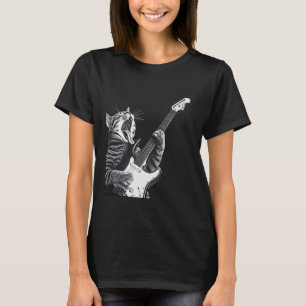 Rolig katt som spelar gitarr Rockstjärna Rock & Ro T Shirt
