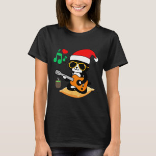 Rolig katt som spelar gitarr Sungles tomte hatt ju T Shirt