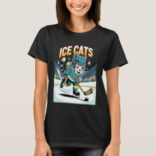 Rolig katt som spelar ishockey sportälskare t shirt
