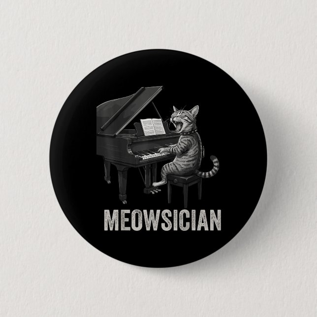 Rolig katt som spelar pianomusik Puns Meowsician B Knapp (Framsida)