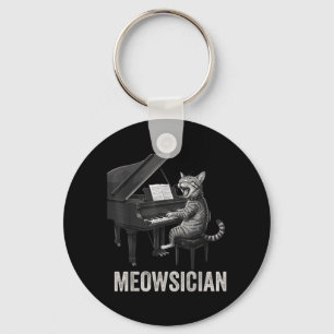 Rolig katt som spelar pianomusik Puns Meowsician B Nyckelring