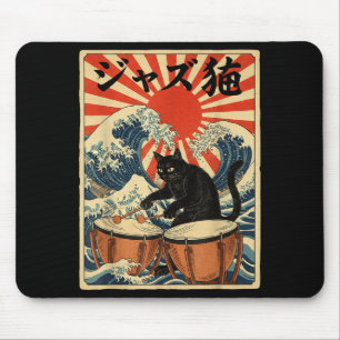 Rolig katt som spelar Timpani för jazzmusiker slag Musmatta