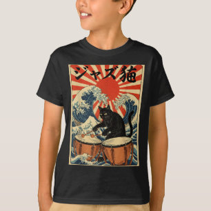 Rolig katt som spelar timpani för jazzmusiker slag t shirt