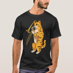 Rolig katt som spelar trombon present Cool kattmus T Shirt