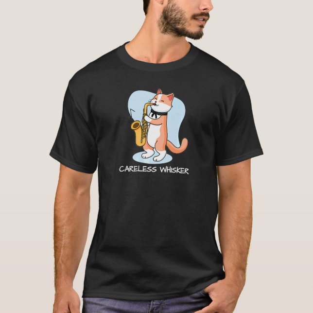 Rolig katt spelar saxofon t shirt (Framsida)