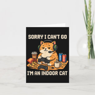 Rolig Katt Spelare Inomhus Introvert Lat Humor Pix Kort