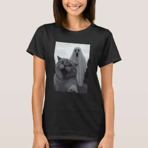Rolig katt spöke selfie halloween mamma pappa barn t shirt