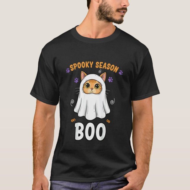 Rolig Katt Spöke Söt Halloween Katt Meme Tröja för (Framsida)