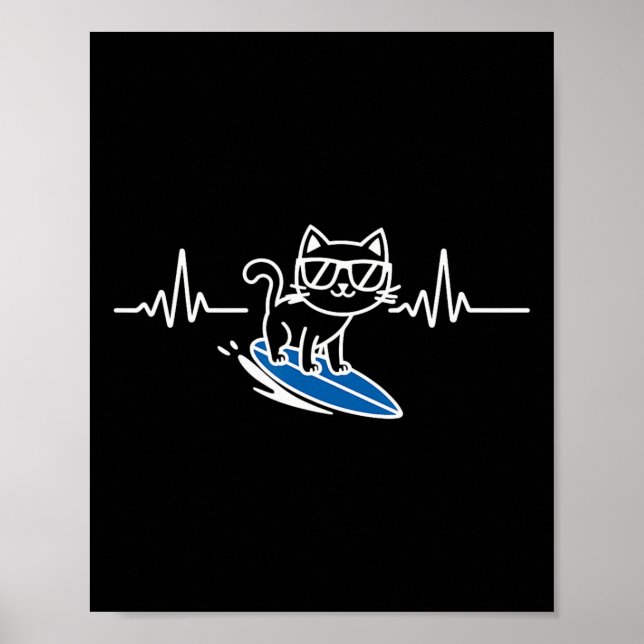 Rolig katt surfing Bräda Surfing  Poster (Framsidan)