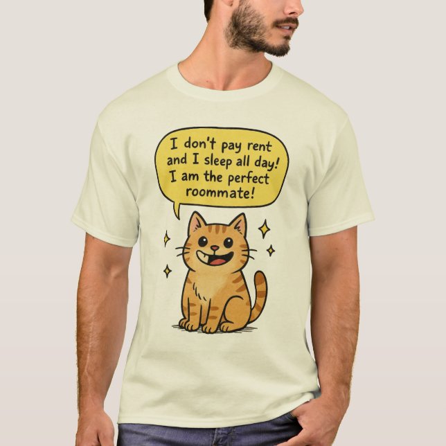 Rolig Katt T Shirt (Framsida)