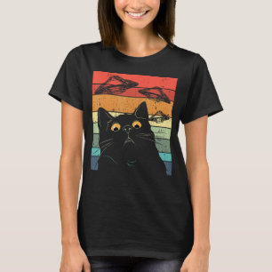 Rolig Katt T-shirt, Galaxy Katt Rymdskepp Alien Ka T Shirt