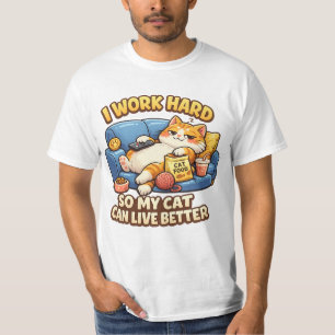 Rolig Katt T-Shirt Jag Jobbar Hårt Så Min Katt Ka
