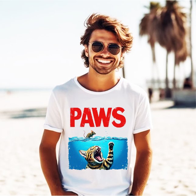Rolig katt T-shirt med PAWS Käftar-parodi (Skapare uppladdad)