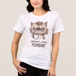 Rolig Katt T-Shirt | Nuvarande Humör Måndag