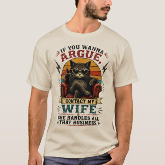 Rolig Katt T-Shirt Om Du Vill Diskutera Kontakta M