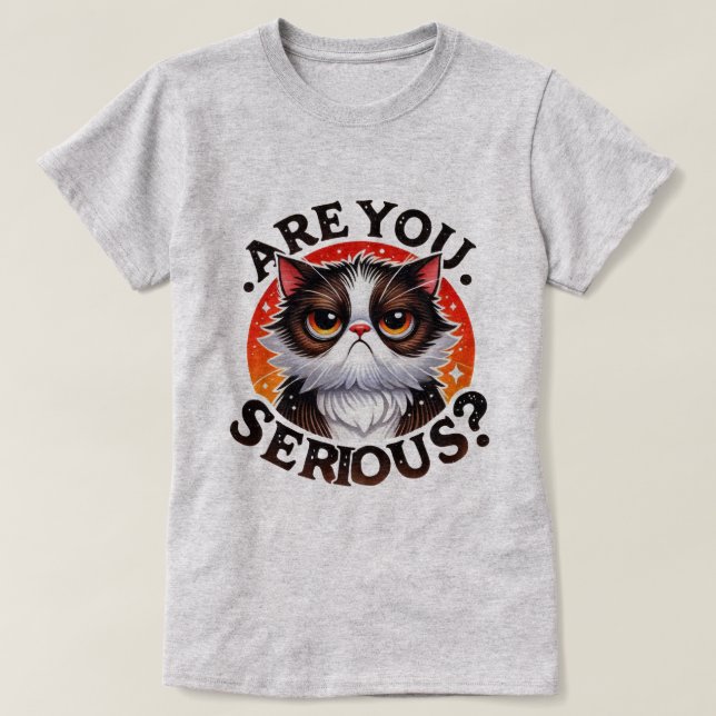Rolig Katt T-Shirt – Taskig Är Du Allvarlig (Design framsida)