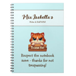 Rolig katt tack privat anteckningsbok anpassningsb