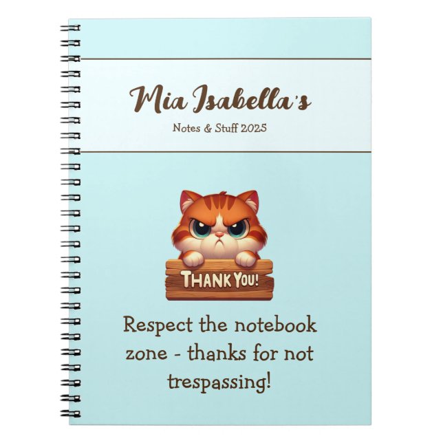 Rolig katt tack privat anteckningsbok anpassningsb (Framsidan)