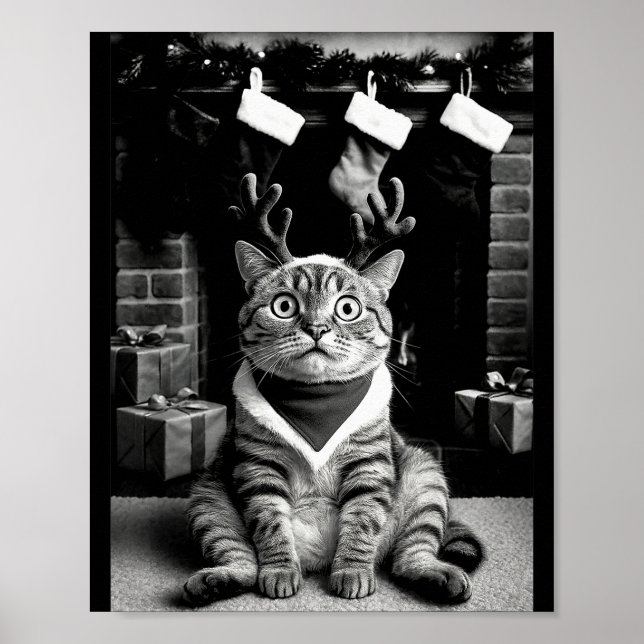 Rolig katt tar en selfie jul jul pyjamas H Poster (Framsidan)