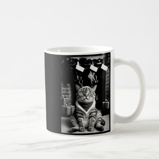 Rolig Katt Tar En Selfie Jul Xmas Pyjamas H Kaffemugg (Höger)