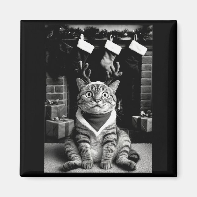 Rolig Katt Tar En Selfie Jul Xmas Pyjamas H Magnet (Framsidan)