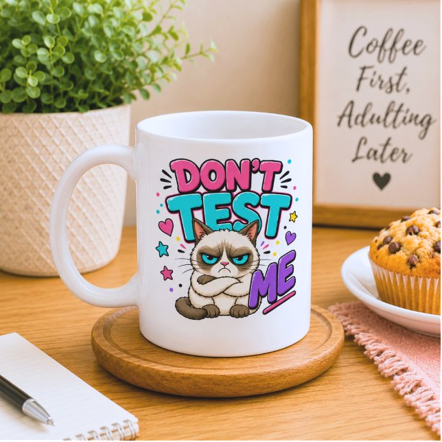 Rolig Katt Testa Mig Inte Kaffemugg (Skapare uppladdad)