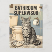 Rolig katt Toalett Humor Badrum Supervisorn