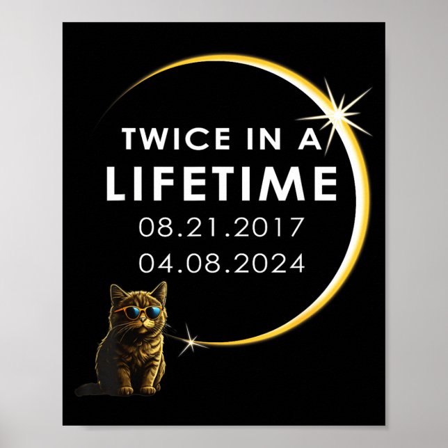 Rolig Katt Total Solförmörkelse Två Gånger Poster (Framsidan)