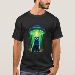 Rolig Katt UFO Utomjording Katt Mamma Katt Pappa R T Shirt
