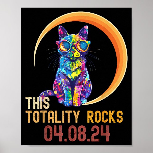 Rolig Katt Usa Solförmörkelse Totalitet Poster (Framsidan)