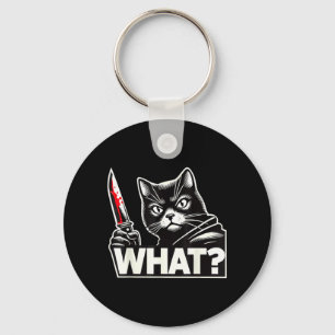 Rolig Katt Vad Humoristisk Halloween Svart Katt Mä Nyckelring