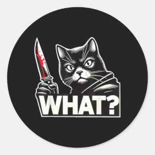 Rolig Katt Vad Humoristisk Halloween Svart Katt Mä Runt Klistermärke