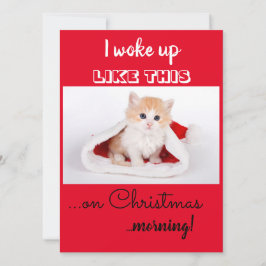 Rolig katt vaknade så här jul julkort