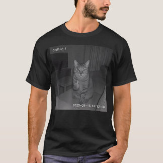 Rolig Katt Vänder Ut Mittfinger På Säkerhetskamera T Shirt