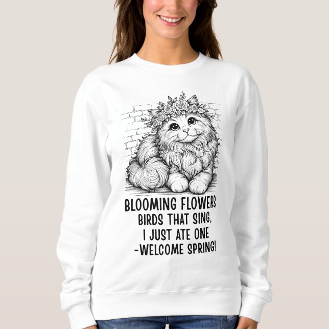 Rolig katt vår t shirt (Framsida)