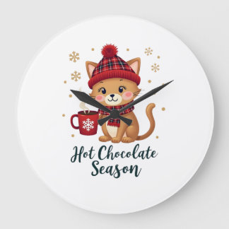 Rolig Katt Varm Choklad Säsong God Jul Mamma Pappa Stor Klocka