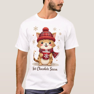 Rolig Katt Varm Choklad Säsong God Jul Mamma Pappa T Shirt