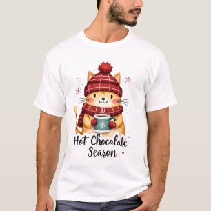 Rolig Katt Varm Choklad Säsong God Jul Mamma Pappa T Shirt