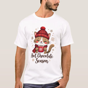 Rolig Katt Varm Choklad Säsong God Jul Mamma Pappa T Shirt