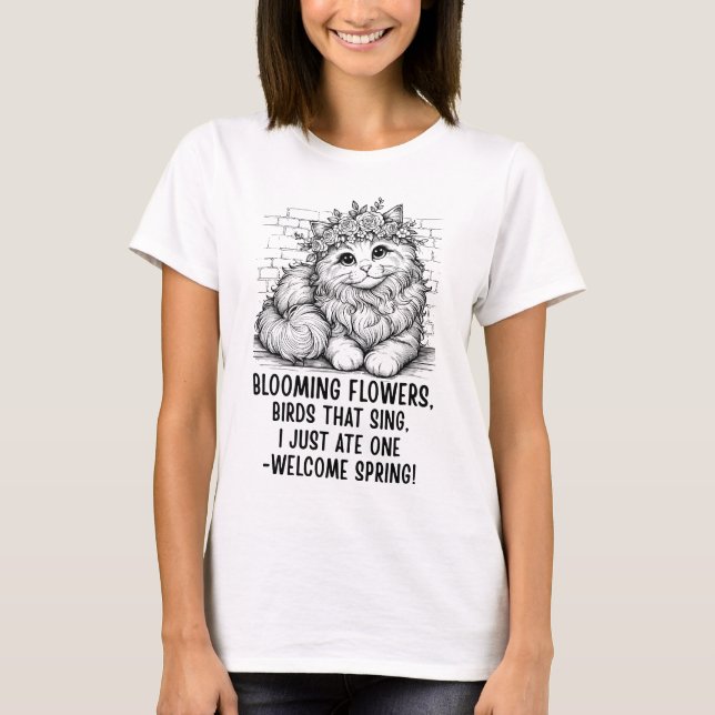 Rolig katt vårskjorta t shirt (Framsida)