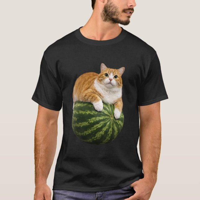 Rolig Katt Vattenmelon Katter Meme Älskare T Shirt (Framsida)