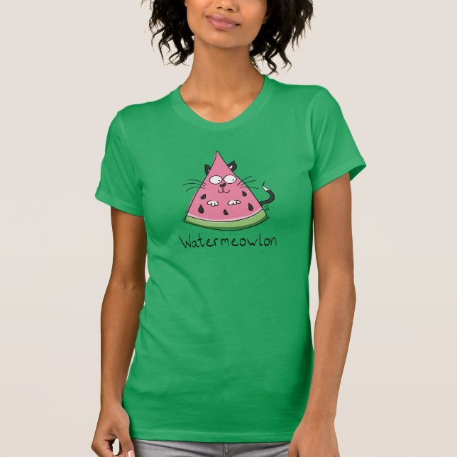 Rolig Katt Vattenmelon Söt Barn T Shirt (Framsida)